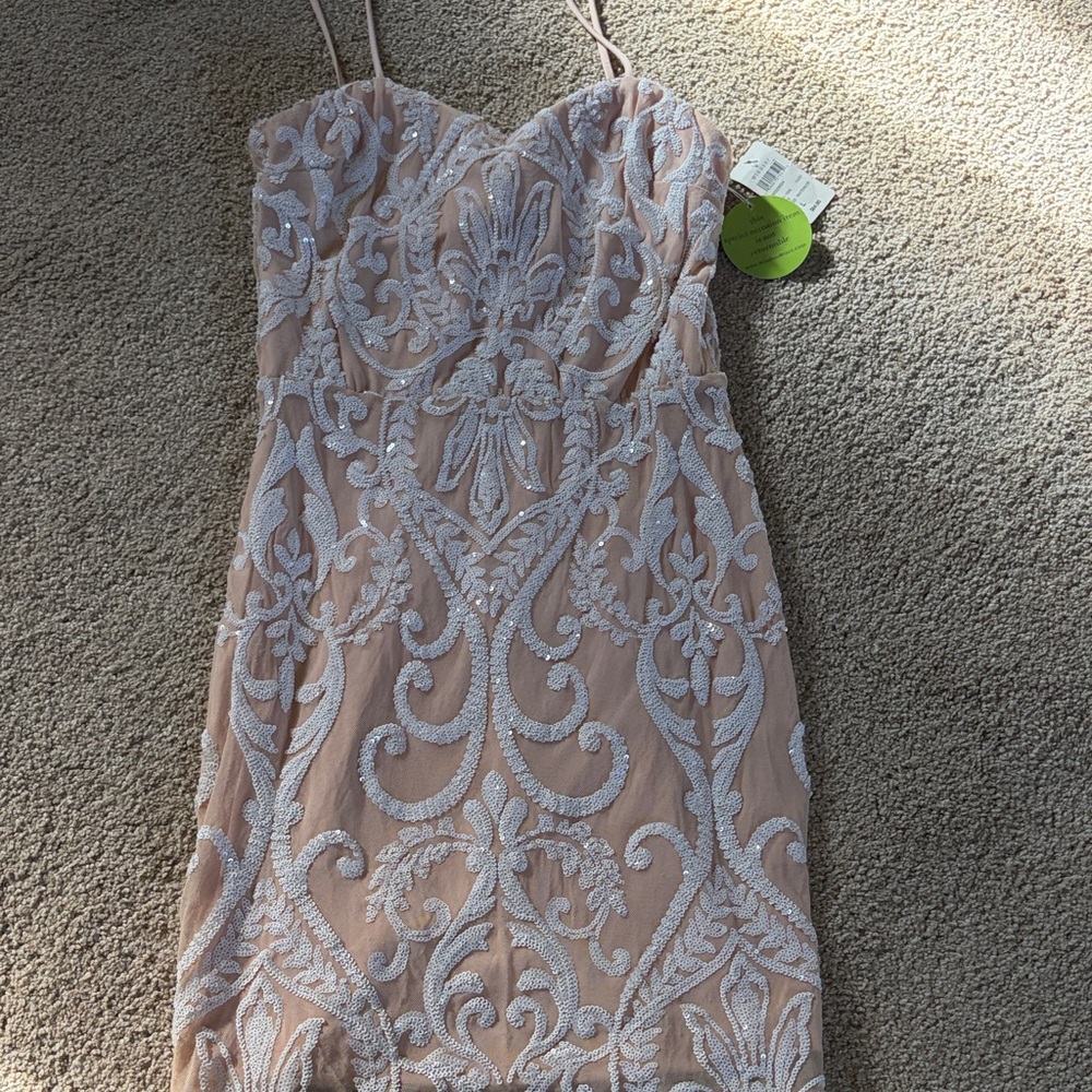 Windsor Blush Pink Strapless Embellished Bodycon Dress